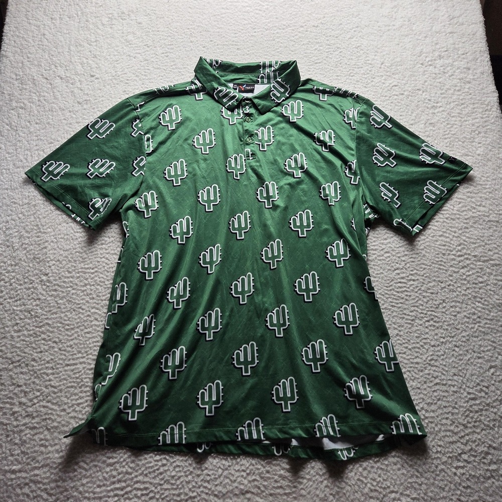 Yatta Golf Polo Shirt Mens 4XL Green Cactus Print Stretch Performance Top
